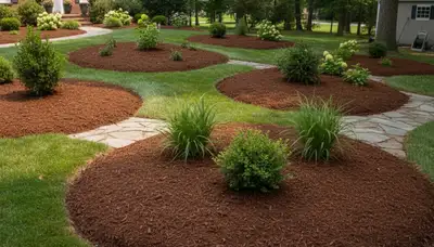Fresh mulch installation with clean bed edges by professional landscapers in Lancaster, PA