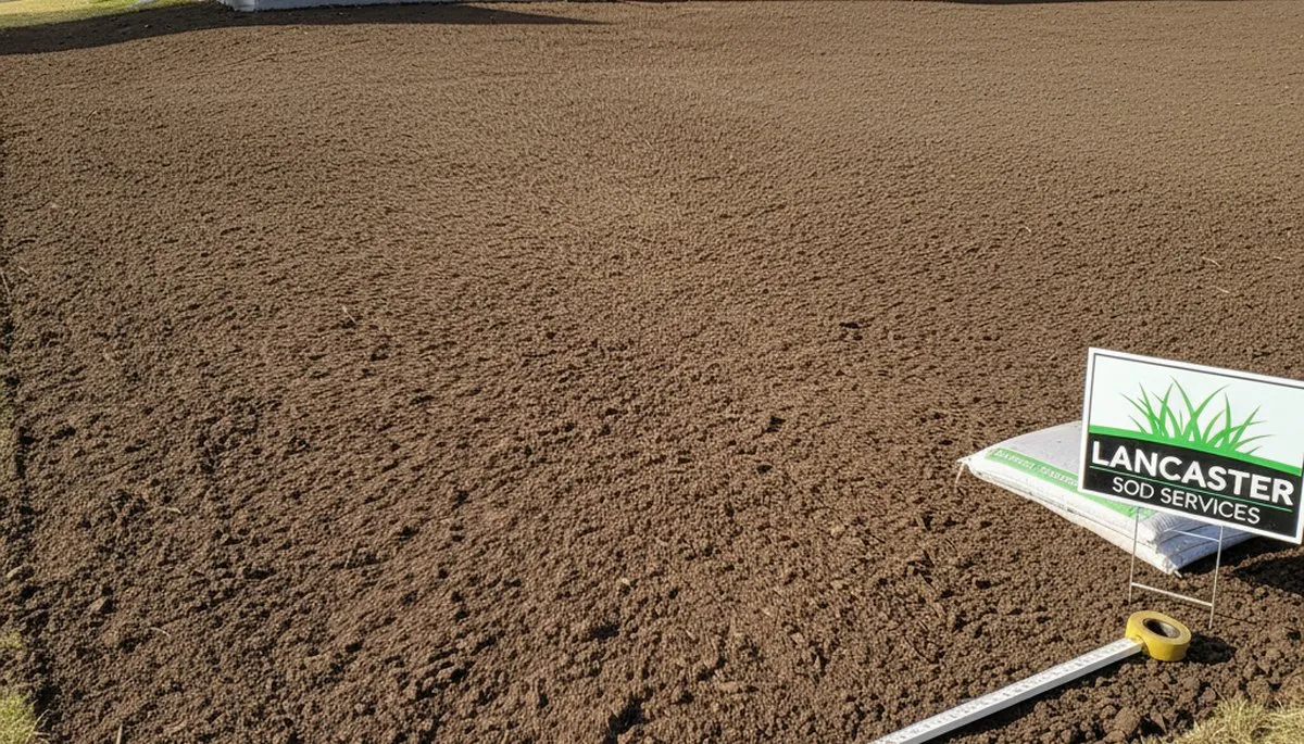 Graded soil prepared for professional sod installation by landscaping experts in Lancaster, PA