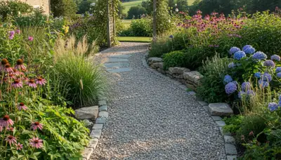 Professional pea gravel garden path installation by landscapers in Lancaster, PA