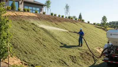Professional hillside hydroseeding for erosion control and slope stabilization in Lancaster, PA