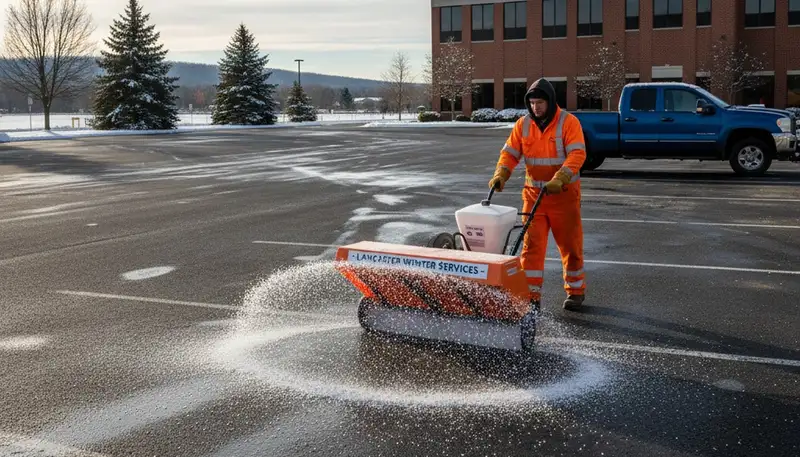 Professional de-icing and salt application service by Chop Chop Landscaping in Lancaster, PA