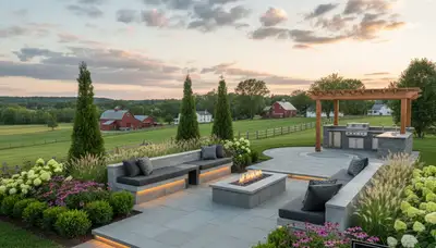 Landscaping team providing lawn care and hardscaping services in Lancaster, PA