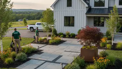 Landscaping crew providing lawn and garden care in Lancaster, PA