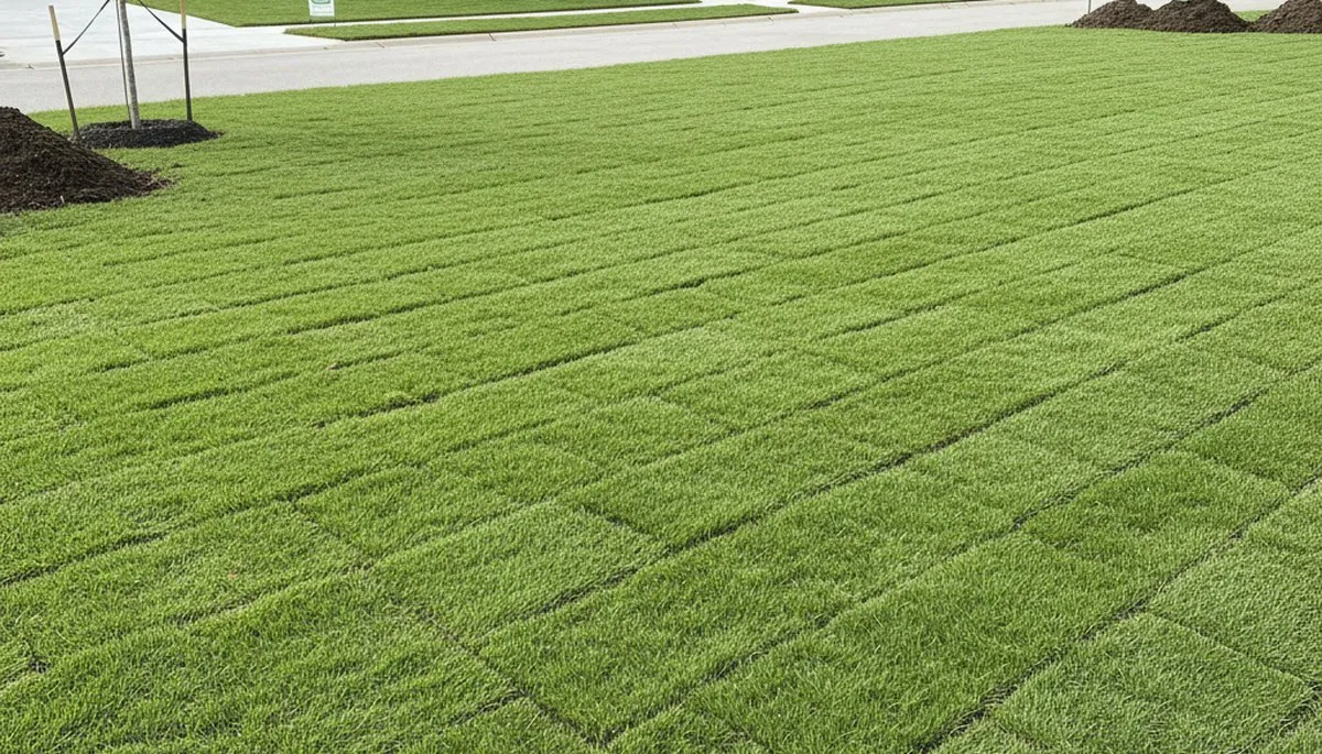 Freshly installed green sod lawn by professional landscapers in Lancaster, PA showing instant yard transformation