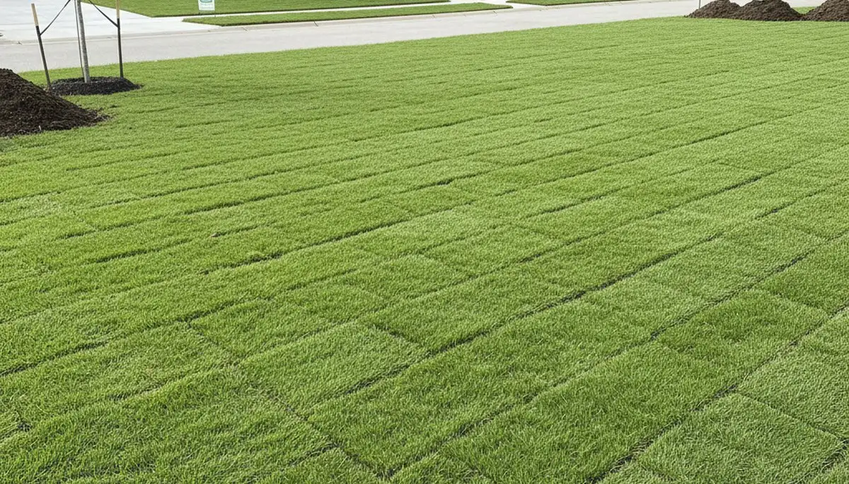 Freshly installed green sod lawn by professional landscapers in Lancaster, PA showing instant yard transformation