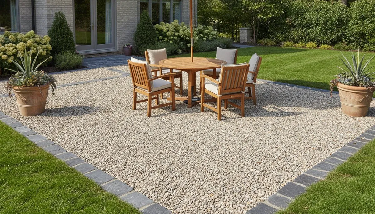 Professional pea gravel patio installation by Chop Chop Landscaping in Lancaster, PA