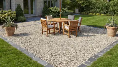 Professional pea gravel patio installation by Chop Chop Landscaping in Lancaster, PA