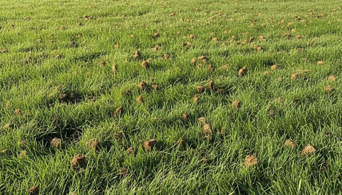 Healthy Lancaster PA lawn recovering after aeration treatment with visible soil cores and greener turf growth