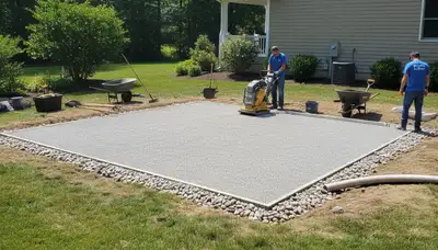 Professional shed foundation and gravel base preparation by landscapers in Lancaster, PA